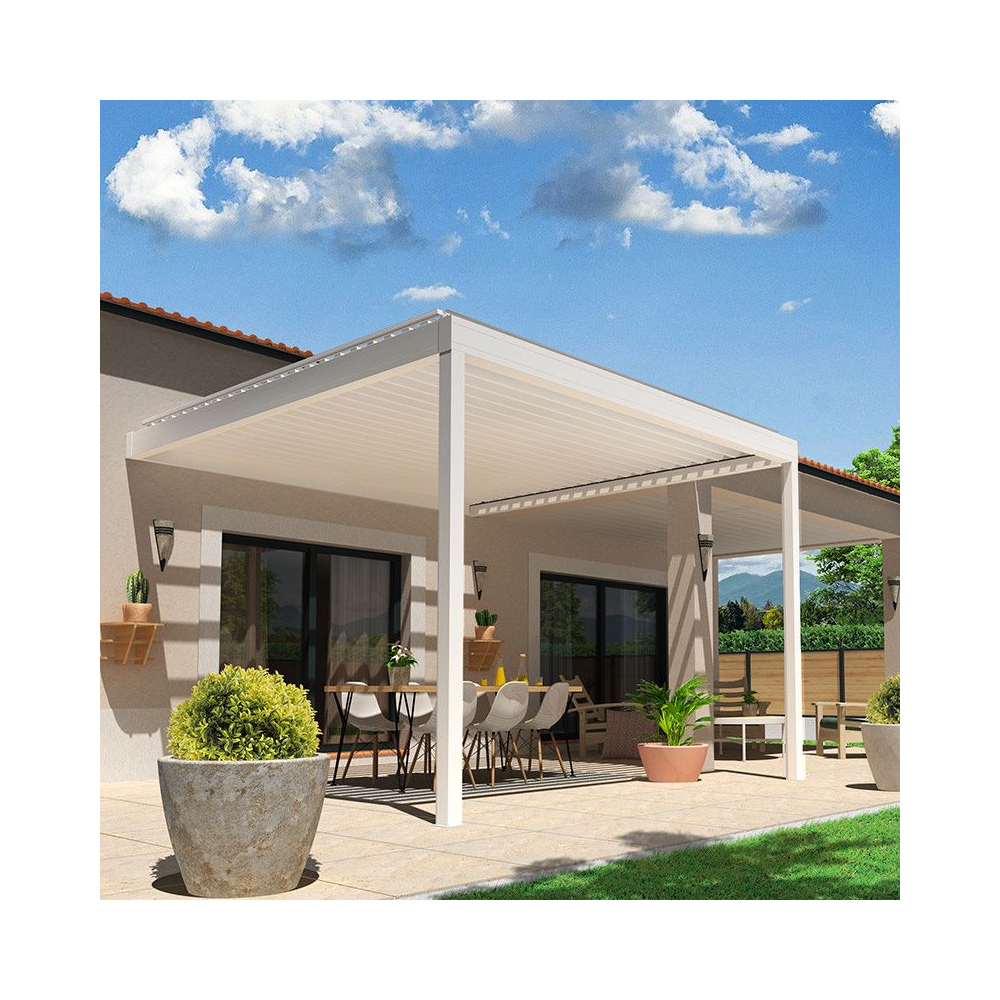 Pergola Bioclimatique AVANOA lames parallèles blanc