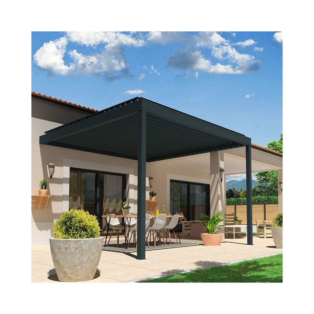 Pergola Bioclimatique AVANOA lames parallèles gris