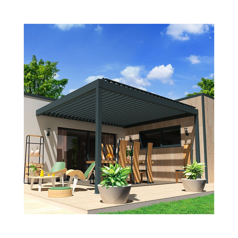 Pergola Bioclimatique AVANOA perpendiculaire gris