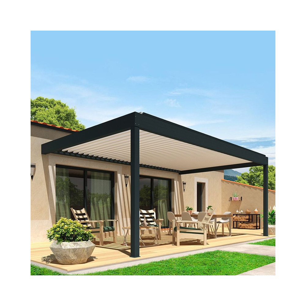 Pergola bioclimatique HELY perpendiculaire mixte