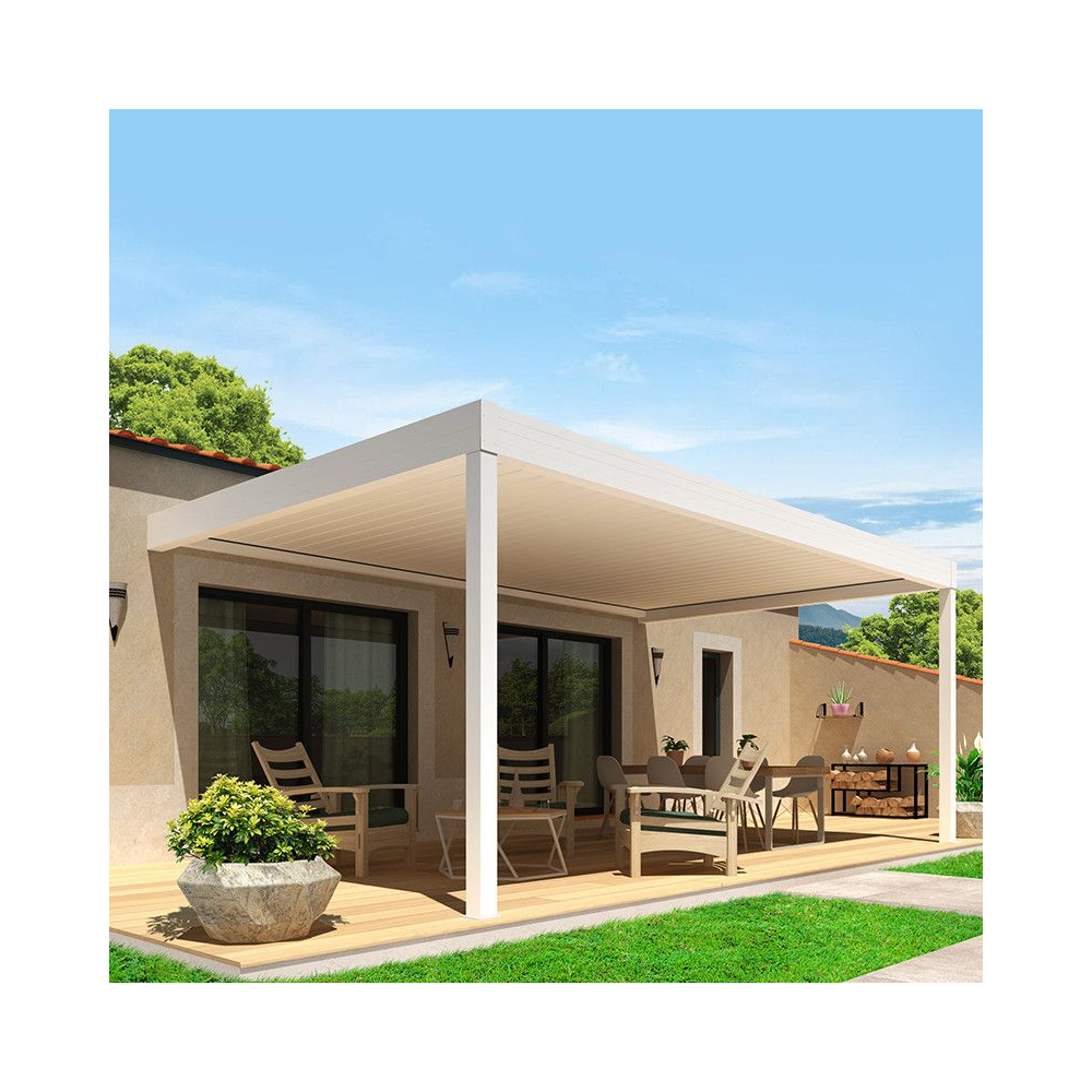 Pergola bioclimatique HELY perpendiculaire blanc