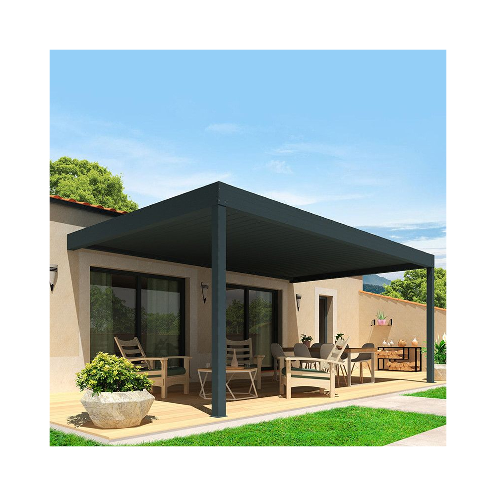 Pergola bioclimatique HELY perpendiculaire gris
