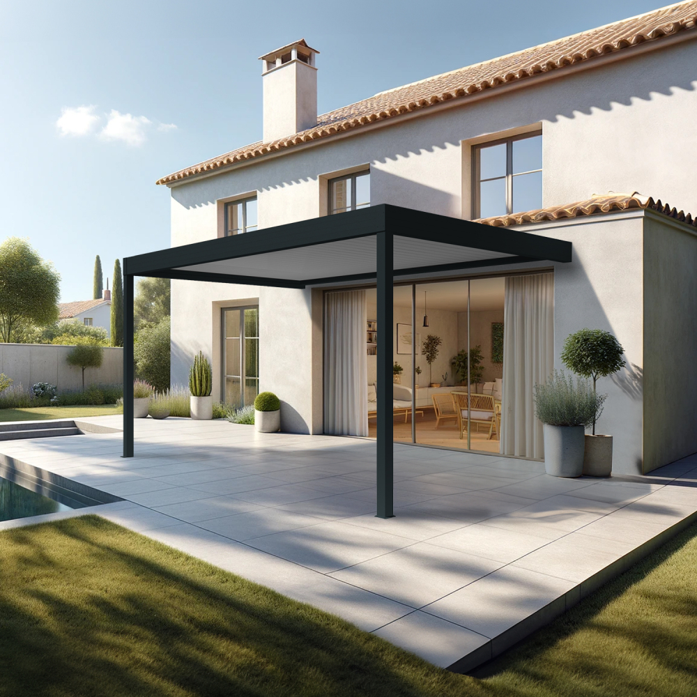 Pergola bioclimatique HELY perpendiculaire sur-mesure Alia Productions - 1