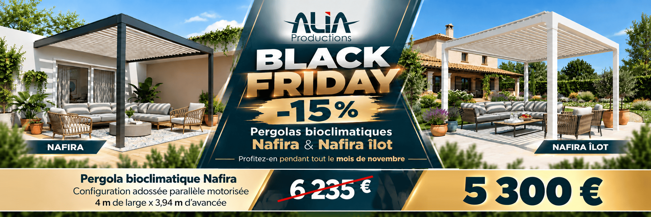Black Friday Pergolas Nafira à partir de 5300 euros